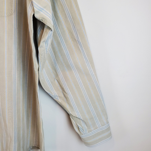 Vintage LL Bean Brown Blue Striped Long Sleeve Button Down Shirt Size XL Mens - Picture 6 of 15